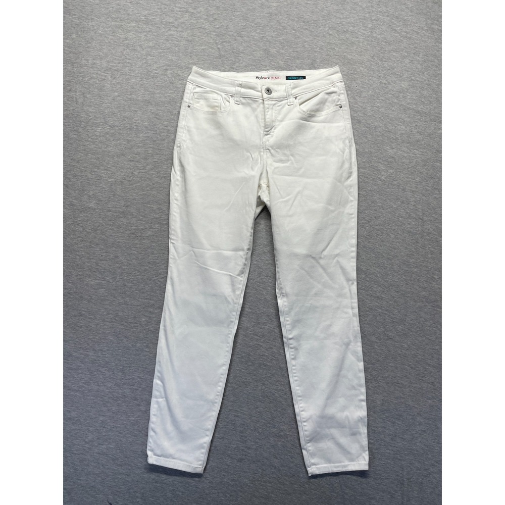 Style & Co. Denim Jeans Womens 8S White Cotton Skinny Leg Casual Everyday Wear